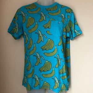 Creative Destruction Teal Shirt with Banana Print